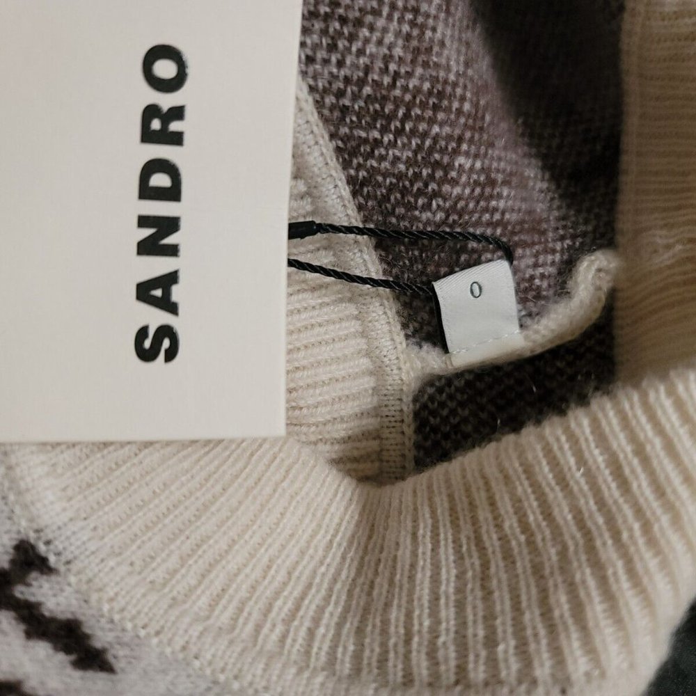 Women's Sandro Sweater Vest Brown Ivory Size 0 XS - Picture 8 of 8